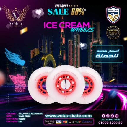 عجلات ICE CREAM لأحذية التزلج ( فلاينج إيجل ) 80 احمر