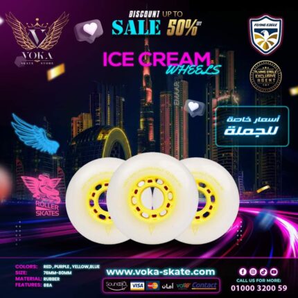 عجلاتICE CREAM لأحذية التزلج ( فلاينج إيجل ) 80 اصفر